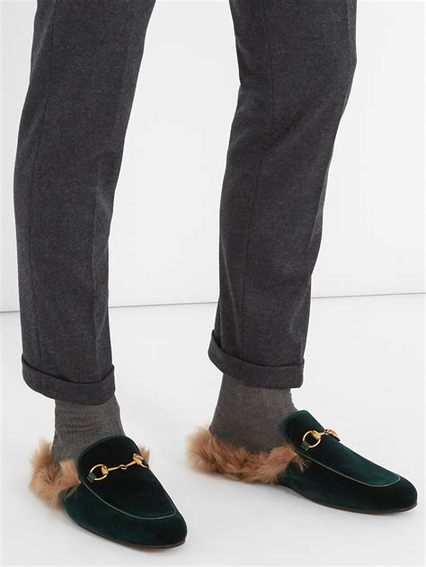 gucci fur lined princeton loafers|GUCCI Princetown fur.